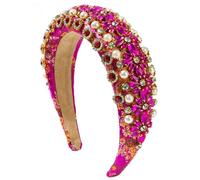 Fasce per capelli imbottite con strass per donna Fasce per capelli larghe barocche vintage Fascia per capelli con perline di cristallo da indossare ogni giorno