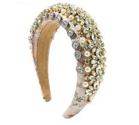 Fasce per capelli imbottite con strass per donna Fasce per capelli larghe barocche vintage Fascia per capelli con perline di cristallo da indossare ogni giorno