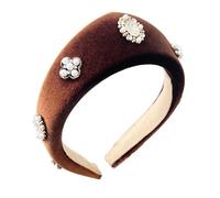 Fasce per capelli in peluche nero con perle bianche decorazione per donne vintage vacanza moda accessorio per capelli per uso quotidiano