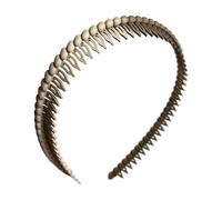 Fasce per capelli in plastica con pettine a denti, Khaki | Design in plastica leggera per un comodo utilizzo tutto giorno, presa e accessori alla per capelli