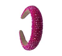 Fasce per capelli in spugna di cristallo con perline stile barocco chiusura moda styling copricapo per le donne accessori per feste rosa rosso