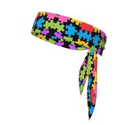 Fasce per capelli in stile boho per donna, ideali per yoga, sport, allenamento, moda, sciarpe per il collo, fascia colorata con motivo per la consapevolezza dell'autismo, fasce antisudore, fasce per l