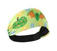 Fasce per capelli in tessuto antiscivolo con zucca floreale verde per le donne testa elastica per il trucco Palestra lavaggio viso Pallavolo