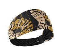 Fasce per capelli in tessuto di raffreddamento astratto con linee gialle marroni per le donne fasce elastiche per la testa per le donne per pallavolo pallavolo trucco allenamenti