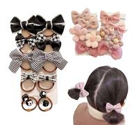 Fasce per capelli in tessuto elastico con fiocco e fiore, per bambini, per ragazze, trecce, coda di cavallo, panini, copricapo per ragazze