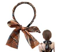 Fasce per capelli in tessuto satinato da donna, nastro per capelli da donna, fasce per capelli con fiocco regolabile alla moda, fascia in tessuto satinato con nodo a croce retrò (Arancione)