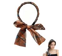 Fasce per capelli in tessuto satinato, fascia per capelli regolabile antiscivolo da donna, in tessuto con nodo incrociato in raso retrò, per matrimoni, feste, appuntamenti e sport (arancione, taglia