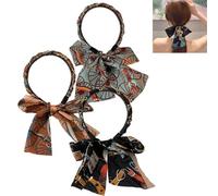 Fasce per capelli in tessuto satinato, nastro per capelli da donna, 2025, antiscivolo, regolabile, con fiocco, fascia per capelli retrò in tessuto annodato a croce in raso (misto, taglia unica)