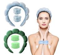 Fasce per capelli in velluto Spa: fasce per la cura della pelle con polsini, antiscivolo, super assorbente ed elastica, per il lavaggio del viso (viola e rosa)