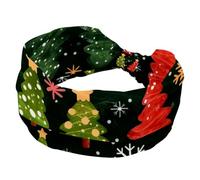 Fasce per capelli invernali con fiocchi di neve e stelle e albero di Natale, senza cuciture, alla moda, larga, elastica, per sudore, sport, allenamento, turbante