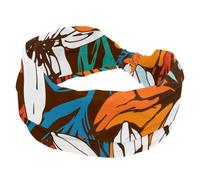 Fasce per capelli larghe da donna, con motivo floreale di giglio, colore bianco e arancione, morbida fascia per capelli antiscivolo, fascia elastica per il sudore, yoga, allenamento, bandana annodata