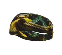 Fasce per capelli leggere, morbide ed eleganti con stampa serpente giallo 1 per uomo e donna, traspiranti, ideali per il fitness.