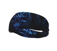 Fasce per capelli leggere, morbide ed eleganti con stampa teschio e stelle a righe blu per uomo e donna, traspiranti, ideali per il fitness.