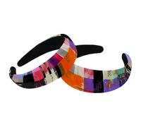 Fasce per capelli per donne e ragazze, confezione da 2 cerchietti imbottiti, per arte, acquerello, geometria, plaid alla moda, spessi e larghi, cerchietti per capelli in velluto