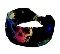 Fasce per capelli per donne e ragazze, morbida fascia larga elastica con nodo, farfalle teschi giglio, fascia per capelli alla moda per allenamento, yoga, palestra, corsa