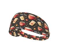 Fasce per capelli per donne e uomini, con stampa dell'ora del caffè, fascia per il sudore, atletica, sport, corsa, allenamento