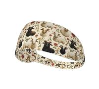 Fasce per capelli per donne e uomini, con stampa di capre e fiori, fascia per il sudore, atletica, sport, corsa, allenamento