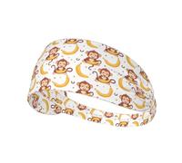 Fasce per capelli per donne e uomini, con stampa di scimmie banane, fascia per il sudore, atletica, sport, corsa, allenamento