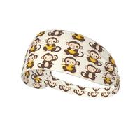 Fasce per capelli per donne e uomini, con stampa di scimmie e banane in stile cartone animato, fascia per il sudore