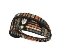 Fasce per capelli per donne e uomini, libreria vintage, 1 stampa, fascia per il sudore, atletica, sport, corsa, allenamento