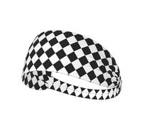 Fasce per capelli per donne e uomini, nero e bianco, stampa arlecchino, fascia per il sudore, atletica, sport, corsa, allenamento