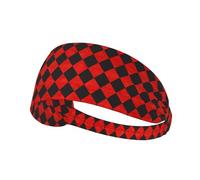 Fasce per capelli per donne e uomini, rosso e nero, stampa arlecchino, fascia per il sudore, atletica, sport, corsa, allenamento