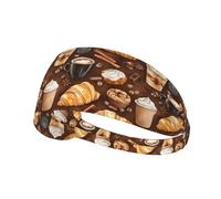 Fasce per capelli per donne e uomini, stampa pane caffè, fascia per il sudore, atletica, sport, corsa, allenamento