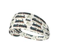 Fasce per capelli per donne e uomini, verde retrò stampa treno fascia sudore atletica sport corsa allenamento fasce