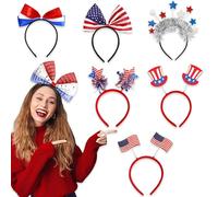 Fasce per capelli per il quarto di luglio, accessori per capelli per veterani, | Set di 7 cerchietti per capelli patriottici per il 4 luglio per la parata commemorativa dei veterani