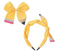 Fasce per capelli per insegnanti, fasce gialle per capelli e fermagli per capelli con fiocco a matita, accessori per capelli per ragazze e donne, abbigliamento per il rientro a scuola, regali di