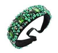 Fasce per capelli per le donne BKSYOFU Fatte a mano con strass verdi per le donne Accessori per capelli esagerati Gioielli di perle