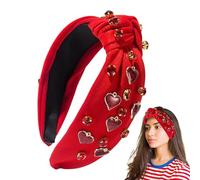 Fasce per capelli per San da donna, Fascia per capelli per San, Fasce larghe con strass e cuore d'amore, Eleganti decorazioni per costumi per feste natalizie, accessorio per cerchi per capelli per tr