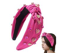 Fasce per capelli per San da donna, Fascia per capelli per San, Fasce larghe con strass e cuore d'amore, Fasce per capelli alla moda per ragazze, accessori per capelli di San per feste