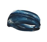 Fasce per capelli, riflettono la montagna innevata sul corpo d'acqua sotto stampato fasce sportive per corsa, fitness, yoga, ciclismo, fasce per capelli traspiranti per allenamento