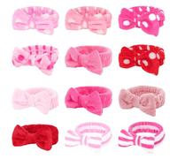Fasce per capelli rosa, 12 pezzi, in morbido pile corallo, per il lavaggio del viso, la doccia, la pelle, lo yoga