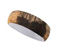 Fasce per capelli Ship in The Lake Sunset per donna o uomo - Fascia antisudore regolabile per corsa, yoga, palestra e sport