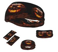 Fasce per capelli sportive con smorfia spaventosa e zucca, fasce per capelli elastiche traspiranti per uomo e donna