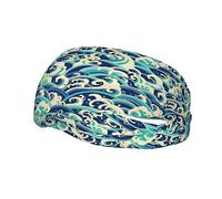 Fasce per capelli stile orientale nautico con onde dell'oceano per donna, fascia per il trucco antiscivolo, fascia per la corsa sportiva, fascia elastica per il sudore, fasce larghe alla moda per donn