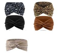 Fasce Per Capelli Strette Da 5 Pezzi E Occhiali Con Stampa Leopardata Da 1 Pezzo, Fasce Sportive Elastiche Antiscivolo E Che Assorbono Il Sudore, Adatte Per Yoga, Fitness, Corsa.