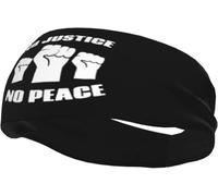 Fasce per capelli unisex antiscivolo antisudore per allenamento, corsa, ciclismo e yoga, con scritta "No Justice No Peace"