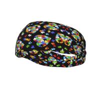 Fasce per capelli unisex con pezzi di puzzle a forma di cuore per la consapevolezza dell'autismo, elastiche per capelli corti, fasce antiscivolo per capelli da donna, ideali per allenamento, sport