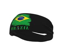 Fasce per capelli Vintage Brasile Bandiera brasiliana Fascia per donna Uomo-Fascia per yoga Fascia elastica per capelli larga per sport Fitness, Nero