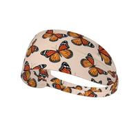 Fasce per capelli Yoga Allenamento Esercizio Fasce elastiche per capelli Arancione tropicale Farfalla monarca Fasce per capelli Fasce antisudore Per lavoro, allenamento, yoga, escursionismo