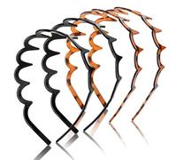 Fasce per Capelli Zig Zag 4 Pezzi Pettine per Capelli Con Denti Di Squalo Fasce per Capelli In Plastica A Forma Ondulata Accessorio Cerchi Capelli per Donne Lady Girl (Nero Stile Stampa Leopardata)