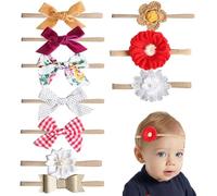 Fasce per con fiocchi, fiocchi per capelli per bambine | 10X annodato in nylon fatto a mano per i più piccoli | per capelli eleganti elastici morbidi confor