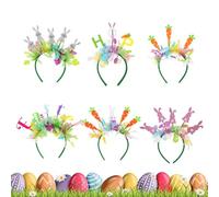 Fasce per coniglio per feste, cerchietto per capelli di Pasqua, 6 pezzi di fasce decorative primaverili dei cartoni animati, per acconciature, di Pasqua per feste di rivelazione del