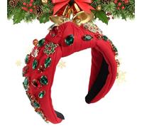 Fasce per feste di Natale, fascia annodata per le donne natale | fascia larga con perline natalizie - fascia festiva natalizia con nodo per spettacolo sul palco, accessorio fotografico per ci