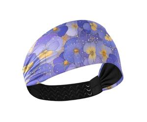 Fasce per il sudore antiscivolo con fiori astratti viola del pensiero per donne testa elastica per donne per basket yoga escursionismo palestra
