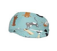 Fasce per il sudore con stampa di cani e gatti, per uomini e donne, antiscivolo, resistenti e di lunga durata