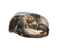 Fasce per il sudore da corsa per uomo e donna con elefante africano tropicale, fasce per il sudore, traspiranti, alla moda, atletica, fascia elastica per capelli, per tennis, basket, corsa